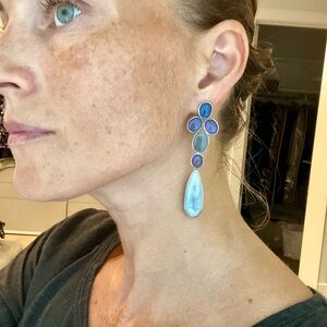 Australian Opal and Silver Drop Earrings